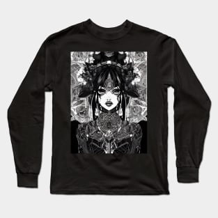 Enigmatic Elegance: Captivating Black and White Art for the Alternative Soul Long Sleeve T-Shirt